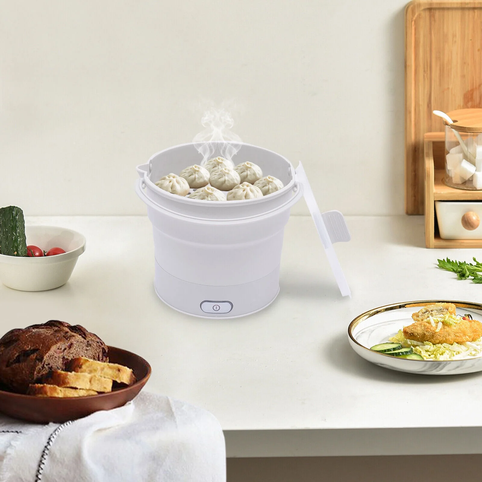 Electric Cooker Mini Collapsible Heating Pot Collapsible Heating Pot Electric Boiling Pot Steamer