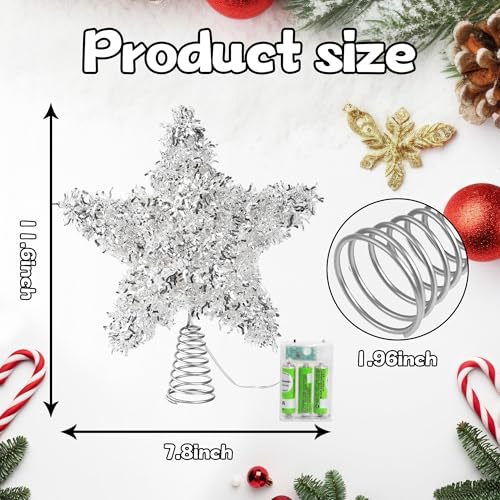 Christmas Tree Topper Star,Rattan Christmas Tree Topper with 50 LED Light,10 Inch Warm White Light Rustic Star for Christmas Tree Decoration Holiday Farmhouse Decor Battery & USB Powered