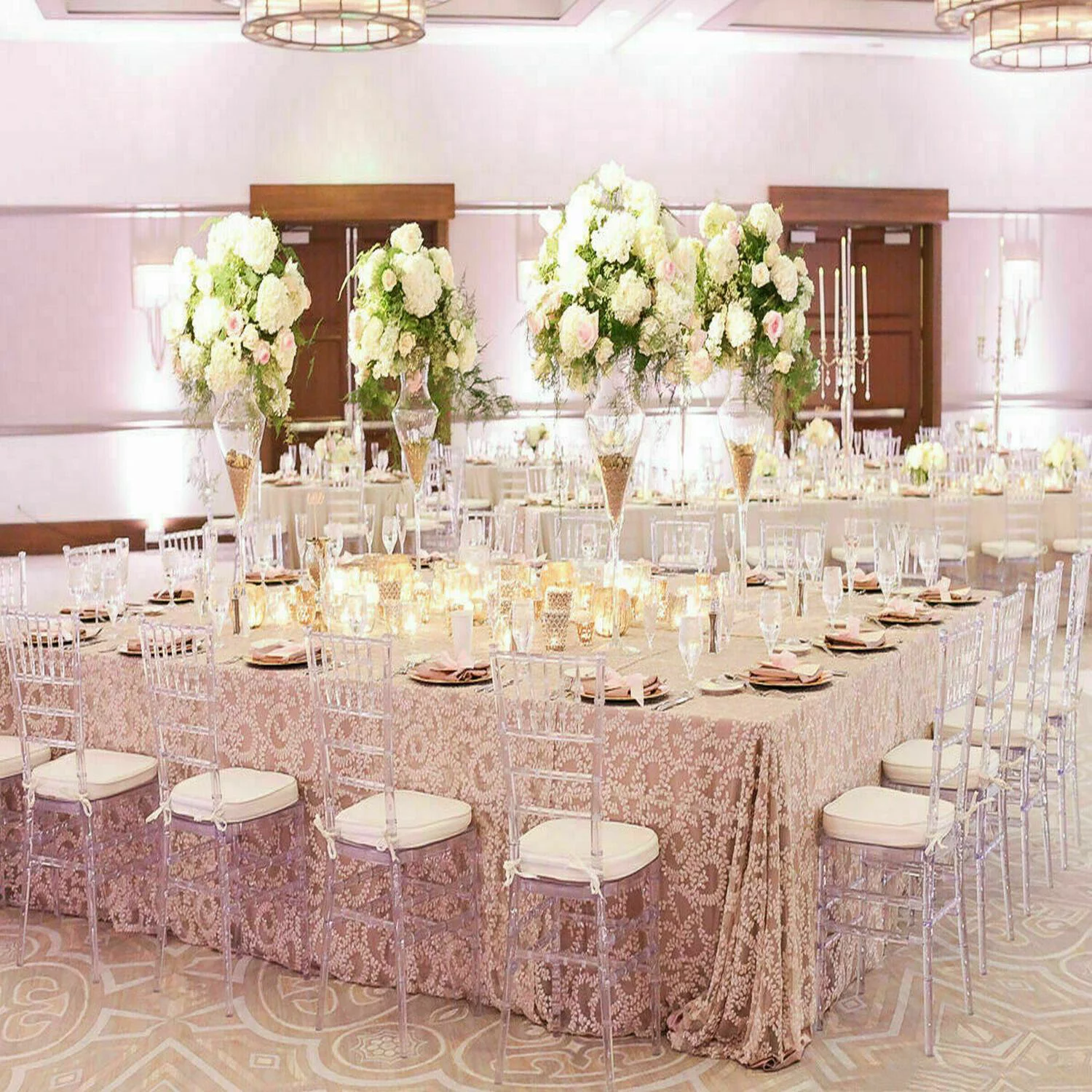 FOH Upgraded 4Pcs Cross Back Stacking In Clear Crystal Chiavari Ghost Chairs, Stackable Transparent Elegant Party Event Wedding Chairs, Reception Dining Side Clear Chairs