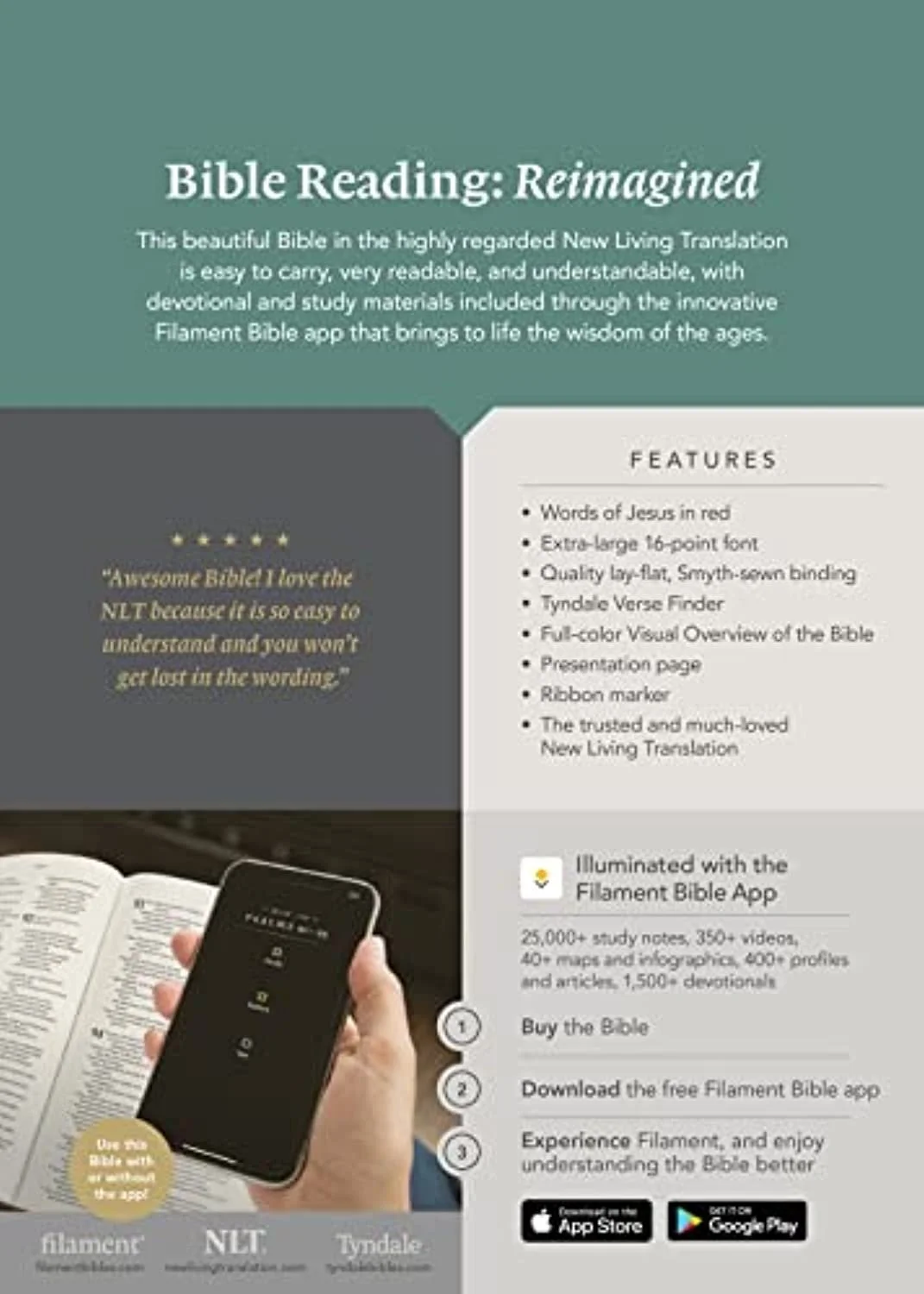 NLT Super Giant Print Bible, Filament-Enabled Edition (Leatherlike, Black, Indexed, Red Letter) (Other)