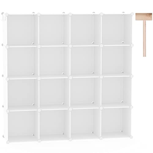 C&AHOME Cube Storage Organizer, 16-Cube Shelves Units, Plastic Storage Cubes, DIY Closet Organizer, Modular Closet Storage Shelves Ideal for Home, Bedroom, 48.4