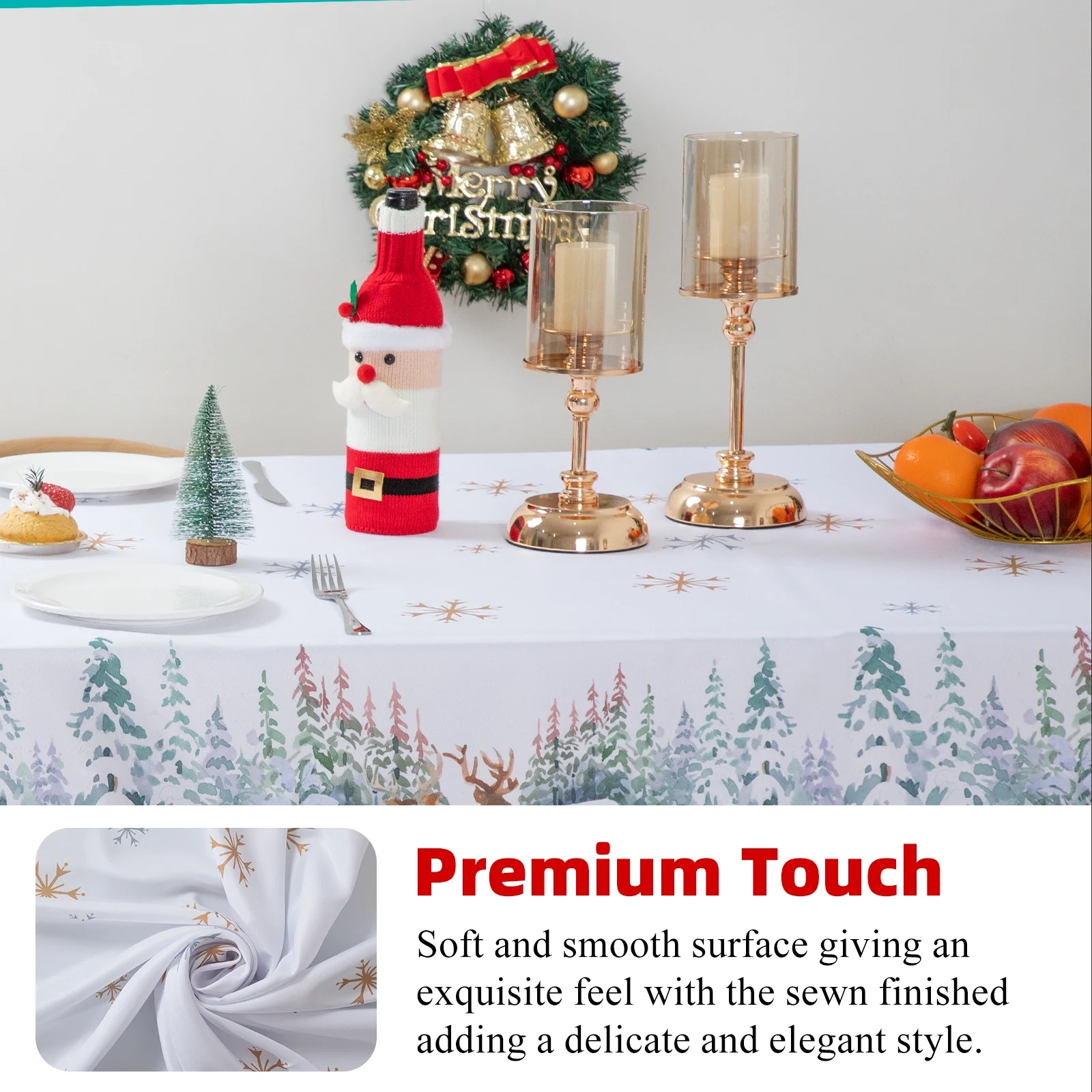 Ray Star Christmas Tablecloth Rectangle 60x102in Machine Washable Table Cloths That Does not Fade in The Wash, Thick Can not See Through Tablecloth, Polyester Table Cover