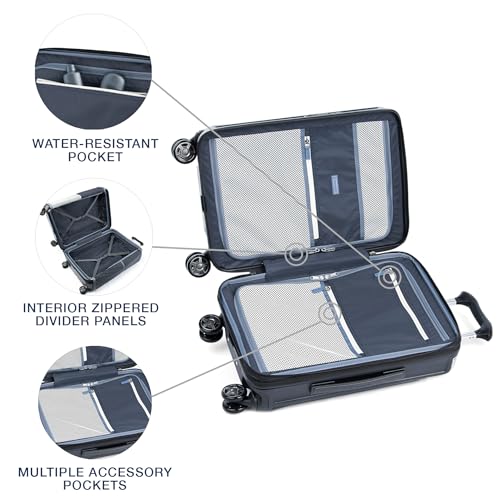 Travelpro Platinum Elite Hardside Expandable Carry on Luggage, 8 Wheel Spinner, TSA Lock, Hard Shell Polycarbonate Suitcase, Metallic Sand, Compact Carry on 20-Inch