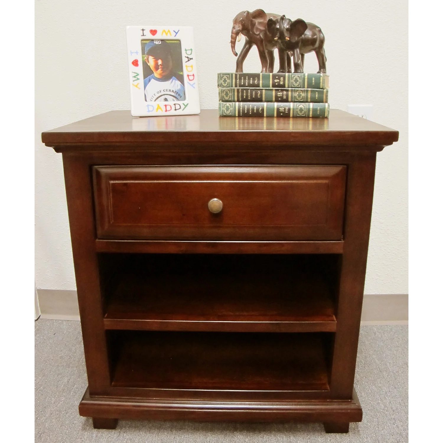 D-Art Collection Java Traditional Solid Mahogany Wood Nightstand in Dark Brown