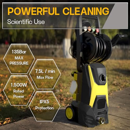 Electric Pressure Washer - 4500PSI 3.2GPM 20FT Hose 35FT Power Cord 4 Different Tips Power Washer Powerd for Patios