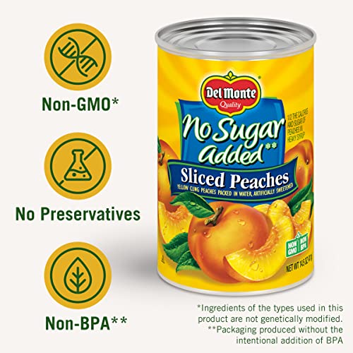 Del Monte Sliced Yellow Canned Peaches in Extra Light Syrup, 15 oz Can (Pack of 12 Cans)