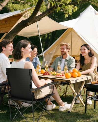 YSSOA Removable Footrest Reclining Camping Chair, 1-Pack, Black