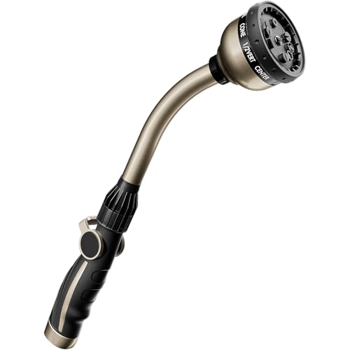 RESTMO Watering Wand Heavy Duty, Metal Garden Hose Wand with 10 Spray Patterns, 15-Inch Long Hose Nozzle Sprayer with Thumb Flow Control, Ideal to Water Hanging Baskets and Shrubs