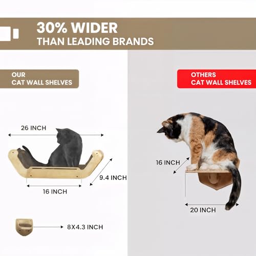 Cat Wall Shelves with 3 Steps - Wall Mounted Cat Furniture for Climbing and Lounging -Set of 3 Indoor perches