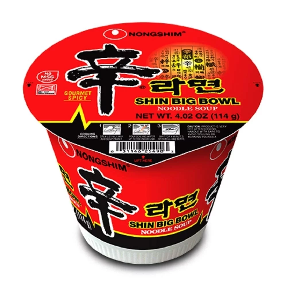 Nongshim Shin Ramyun Spicy Beef Ramen Noodle Soup, 4.02 Ounce (Pack of 12)