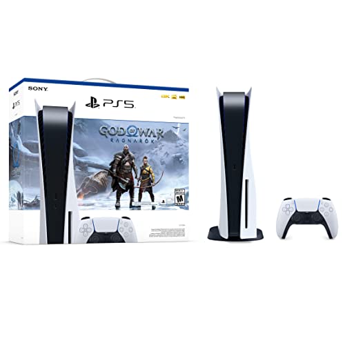 Playstation 5 Disc Version PS5 Gaming Console God of War Ragnarok Bundle - 16GB GDDR6 Memory, 825GB SSD, 4K Blu-ray player, WiFi 6, Bluetooth 5.1, Ethernet, 120Hz 8K Output, Tempest 3D AudioTech