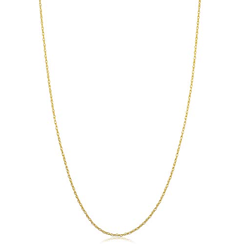 Kooljewelry 10k Yellow Gold Rope Chain Barely-There Necklace (0.7 mm, 0.9 mm, 1 mm or 1.3 mm) - Thin And Lightweight