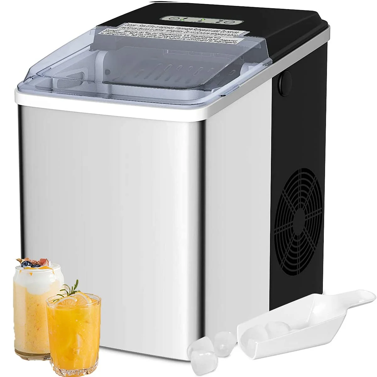 Ice Makers Machine 26.5 LBS/24 Hour Electric Portable Ice Making Machine with Self-Cleaning, 9 Ice Cubes Ready in 6 Min Ice Cube Machine #304 Food Grade Stainless Steel