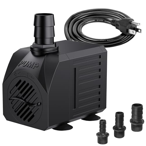 Fountain Submersible Water Pump: 550 GPH 30W Quiet Small Pond Pump with 3 Nozzles for Aquarium | Fish Tank | Garden | Waterfall | Hydroponics