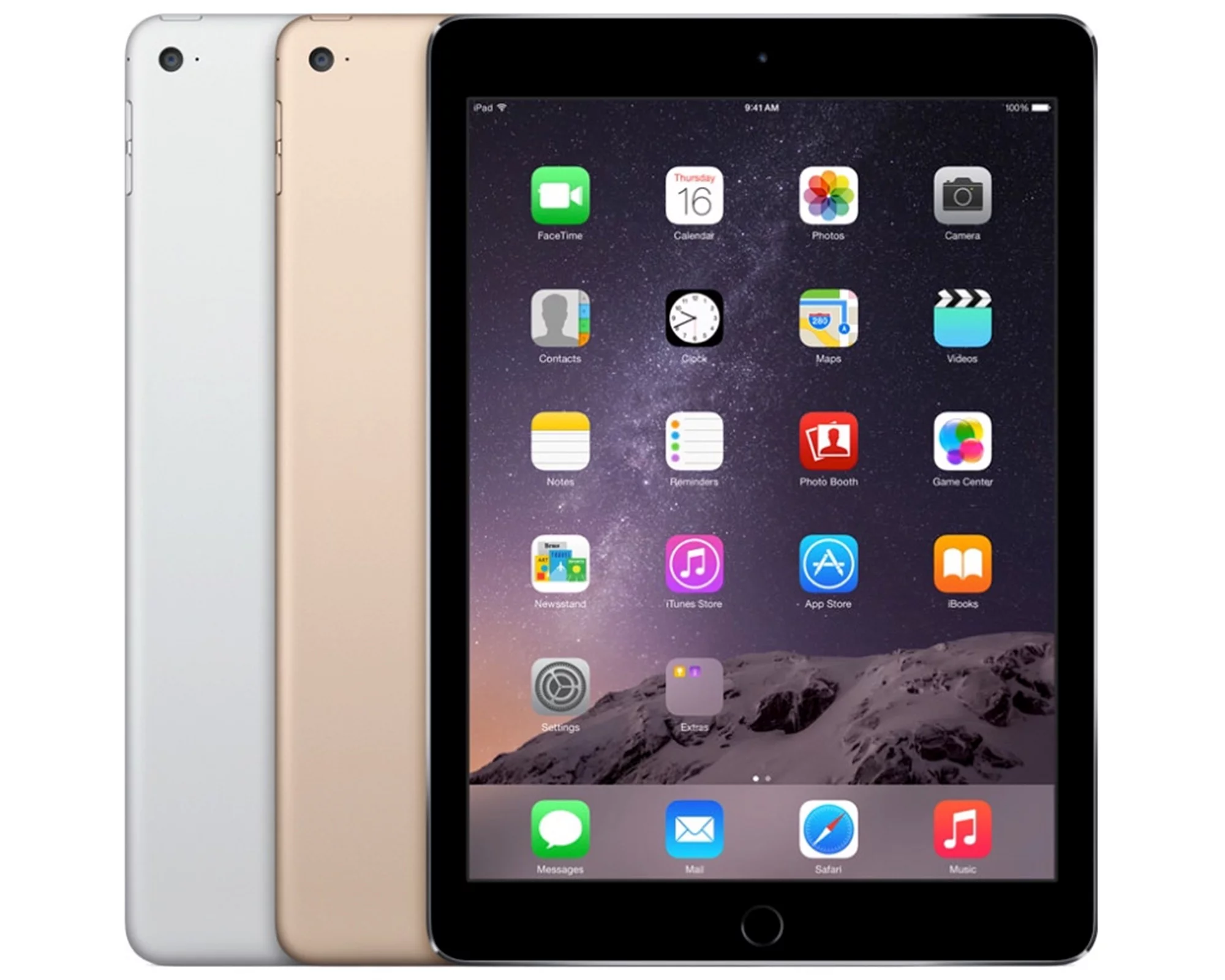 Open Box | Apple iPad Air 2 | 9.7-inch | 128GB | Wi-Fi Only | Bundle: USA Essentials Bluetooth/Wireless Airbuds, Case, Rapid Charger By Certified 2 Day Express