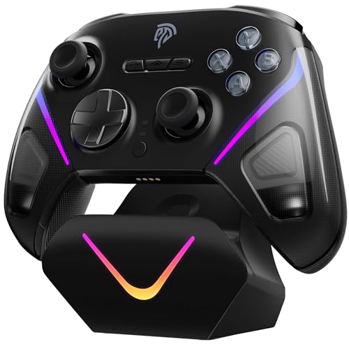 EasySMX D10 Wireless Gaming Controller – TMR Joysticks, Dual-Mode Triggers, Mechanical Keys, 1000Hz Polling, RGB – Bluetooth Gamepad for PC/Switch/Switch 2/iOS/Android TV with Charging Dock