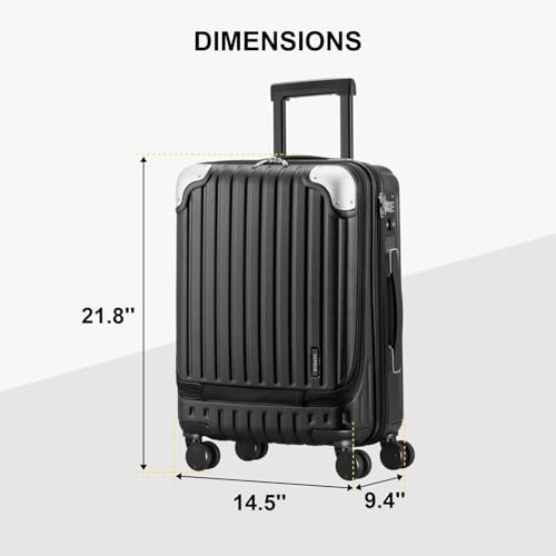 LEVEL8 Grace Carry on Luggage Airline Approved, 20 Inch Expandable Hardside Suitcases with wheels, Abs+Pc Harshell Spinner Luggages with Tsa Lock, Red