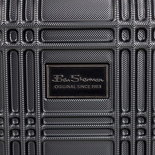 Ben Sherman Nottingham Lightweight Hardside 4-Wheel Spinner Travel Luggage, Charcoal, 28-Inch Checked