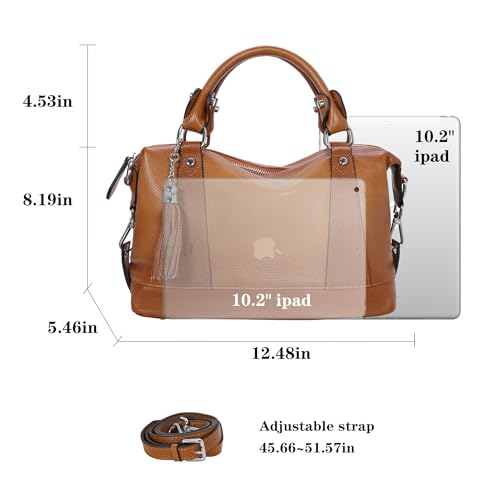 HESHE Womens Genuine Leather Handbags Purse Crossbody Satchel Tote Bags Ladies Real Leather Bags