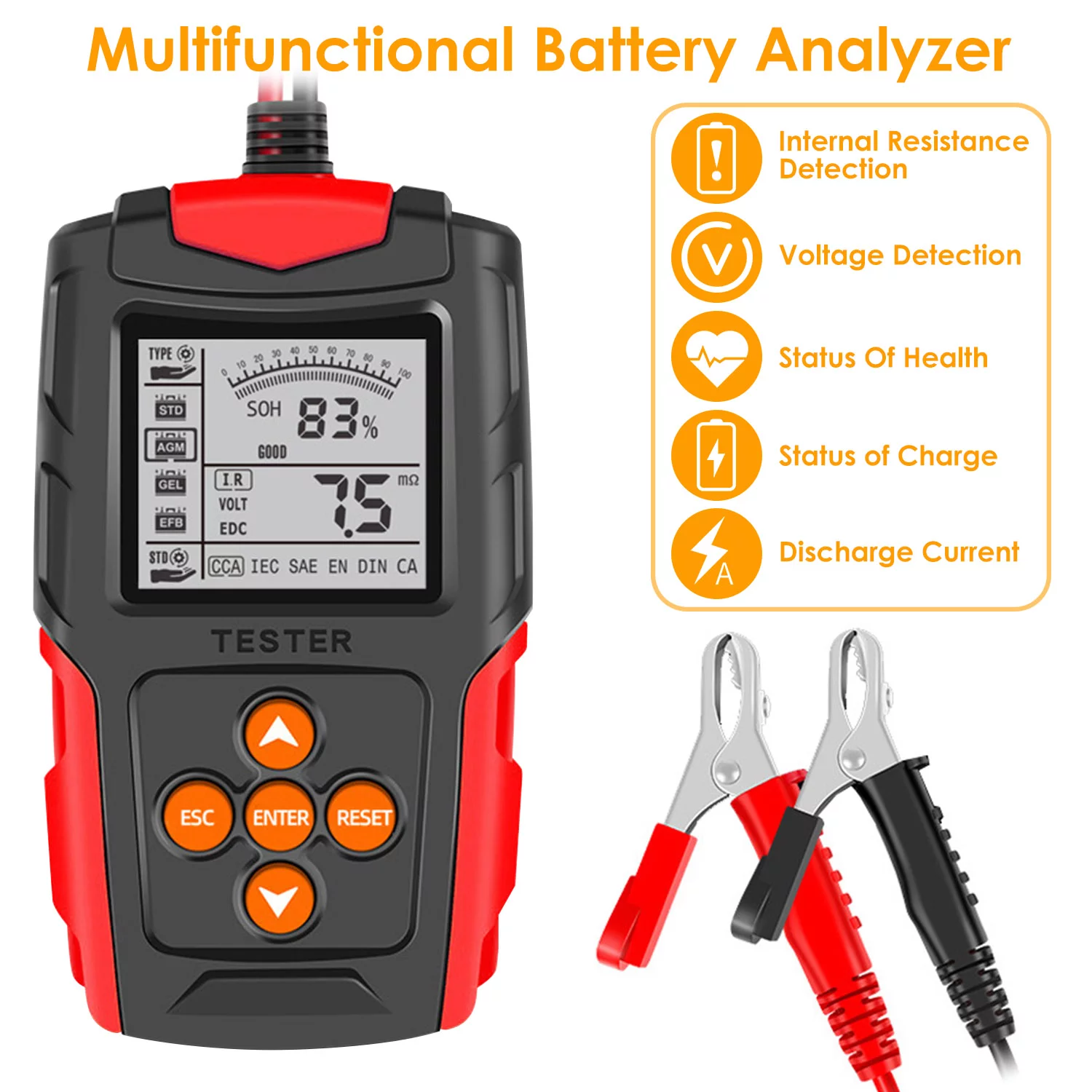 iMounTEK 12V/24V Car Battery Tester, 30-999 CCA Load Tester Automotive Alternator Tester Digital Auto Battery Analyzer Cranking System Tester for Car Truck Marine Motorcycle