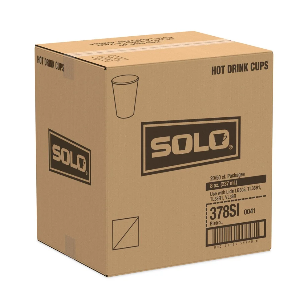 Solo Cup 378SI0041CT Bistro Design Disposable Paper Cups 8 fl oz, Maroon - 1000 / Carton