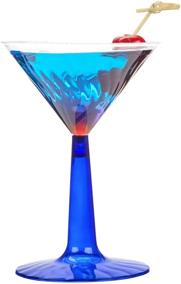 Flairware 2-Piece Martini Glass, 6-Ounce, Blue