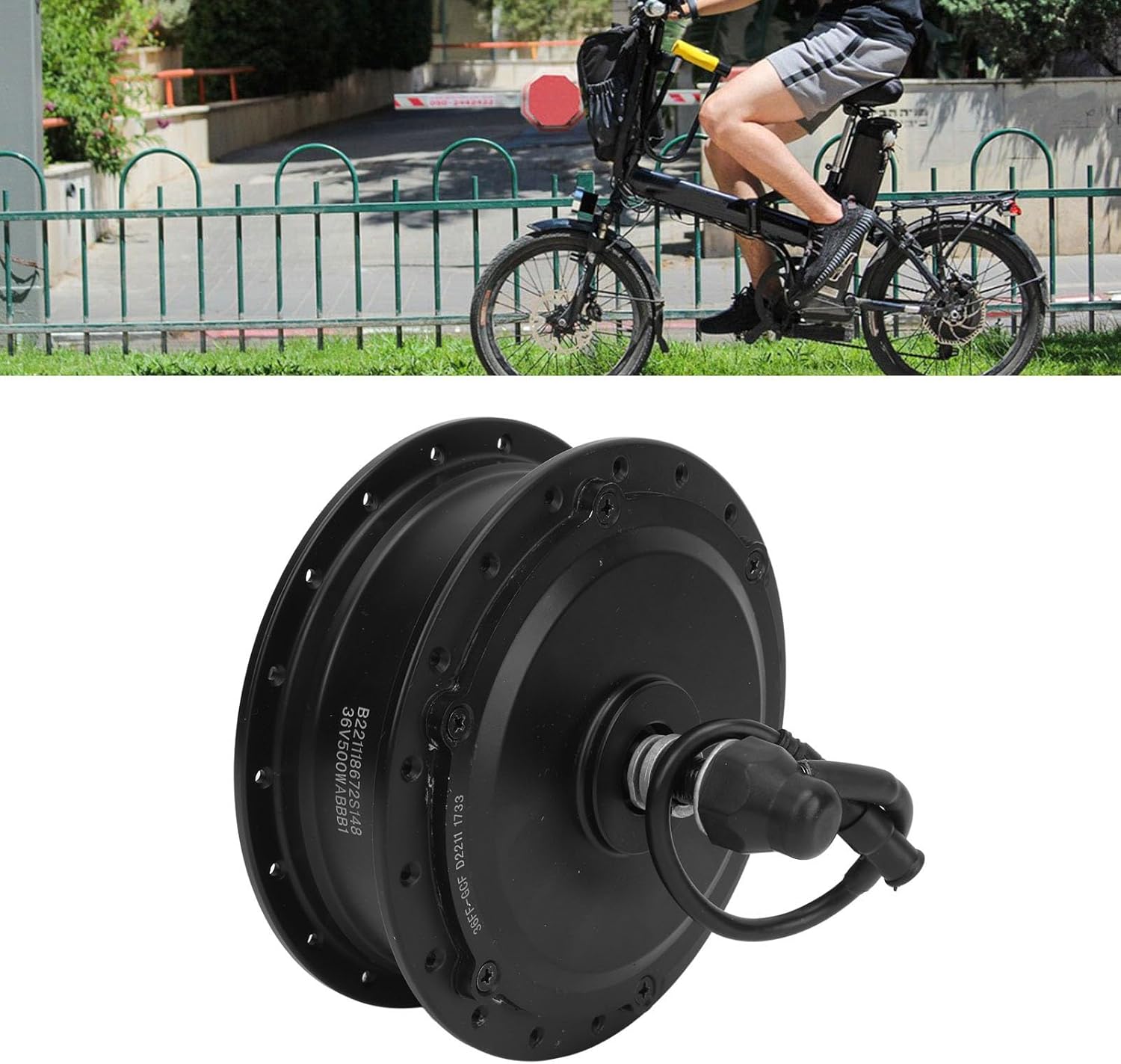 36V 500W Electric Bike Brushless Gear Hub Motor Nine Core 36 Hole Front Wheel Drive Motor Brushless Hub Motor Kit for Electric Bike Lithium Modification