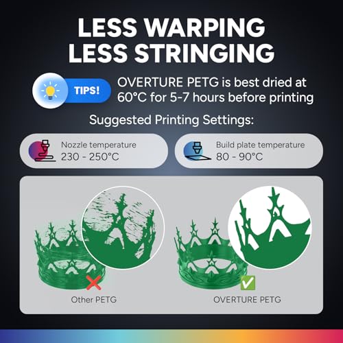 OVERTURE PETG 3D Printer Filament 1.75mm, Neatly Wound Durable PETG 2kg Spool (4.4lbs), Strong Toughness Filament, Dimensional Accuracy +/- 0.02mm, Fit Most FDM Printers (Black (2-Pack))