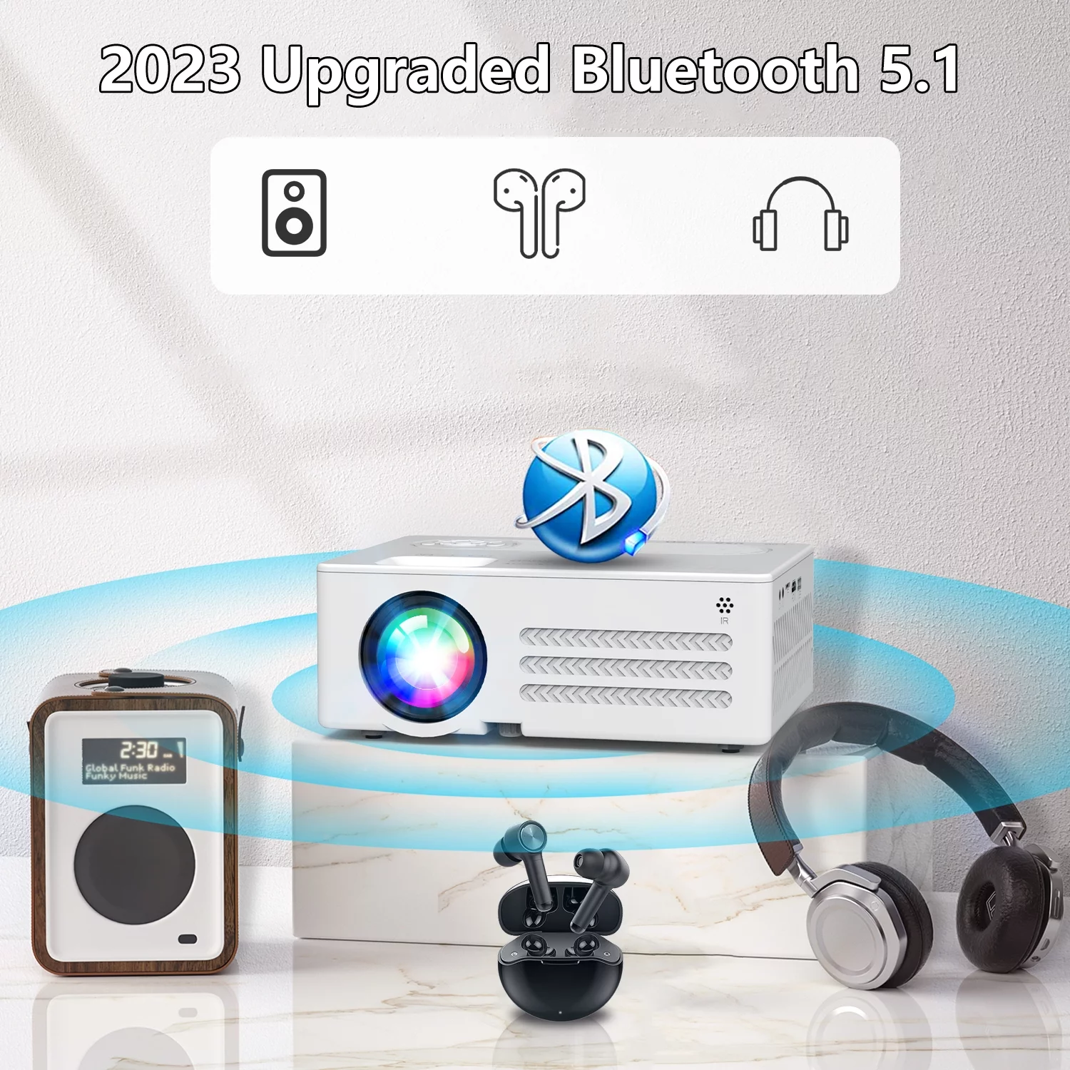 Projector with Wifi and Bluetooth,  4K Supported Video Projector with 100