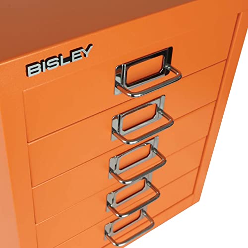 Bisley 10-Drawer Steel MultiDrawer Cabinet - Black, Chrome Pull Handles with Label Holders, Powder-Coated Steel, Removable Drawers, Fits Under Most Desks, Labels Included