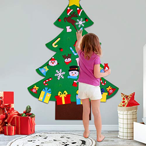 GameXcel 4ft Felt Christmas Tree for Toddlers with 36pcs Ornaments, Montessori DIY Xmas Decorations - 4 Feet
