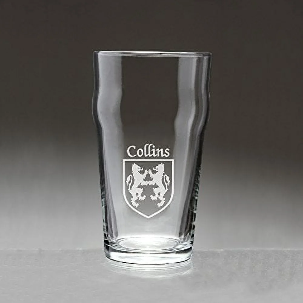Collins Irish Coat of Arms Pub Glasses - Set of 4 (Sand Etched)