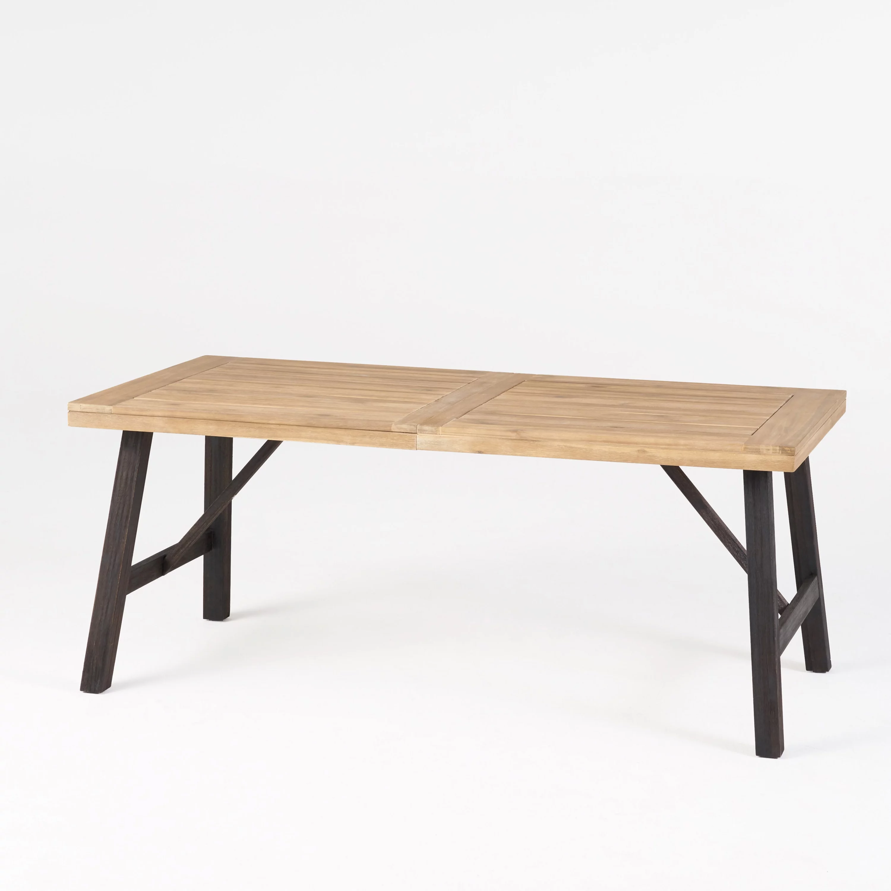 GDF Studio Anemone Outdoor Acacia Wood Dining Table, Gray and Mahogany