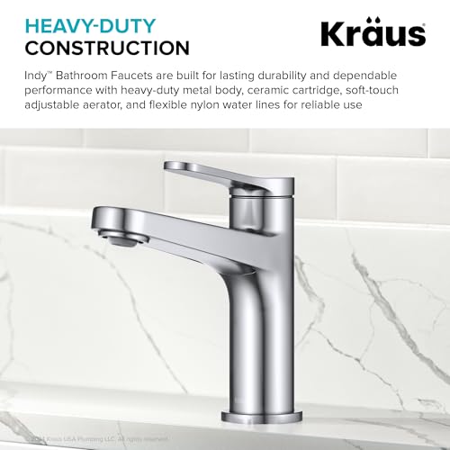 KRAUS Indy Single Handle One Hole Bathroom Sink Faucet in Chrome, KBF-1411CH