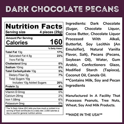 Dark Chocolate Pecans - 1.5 Lb Tub