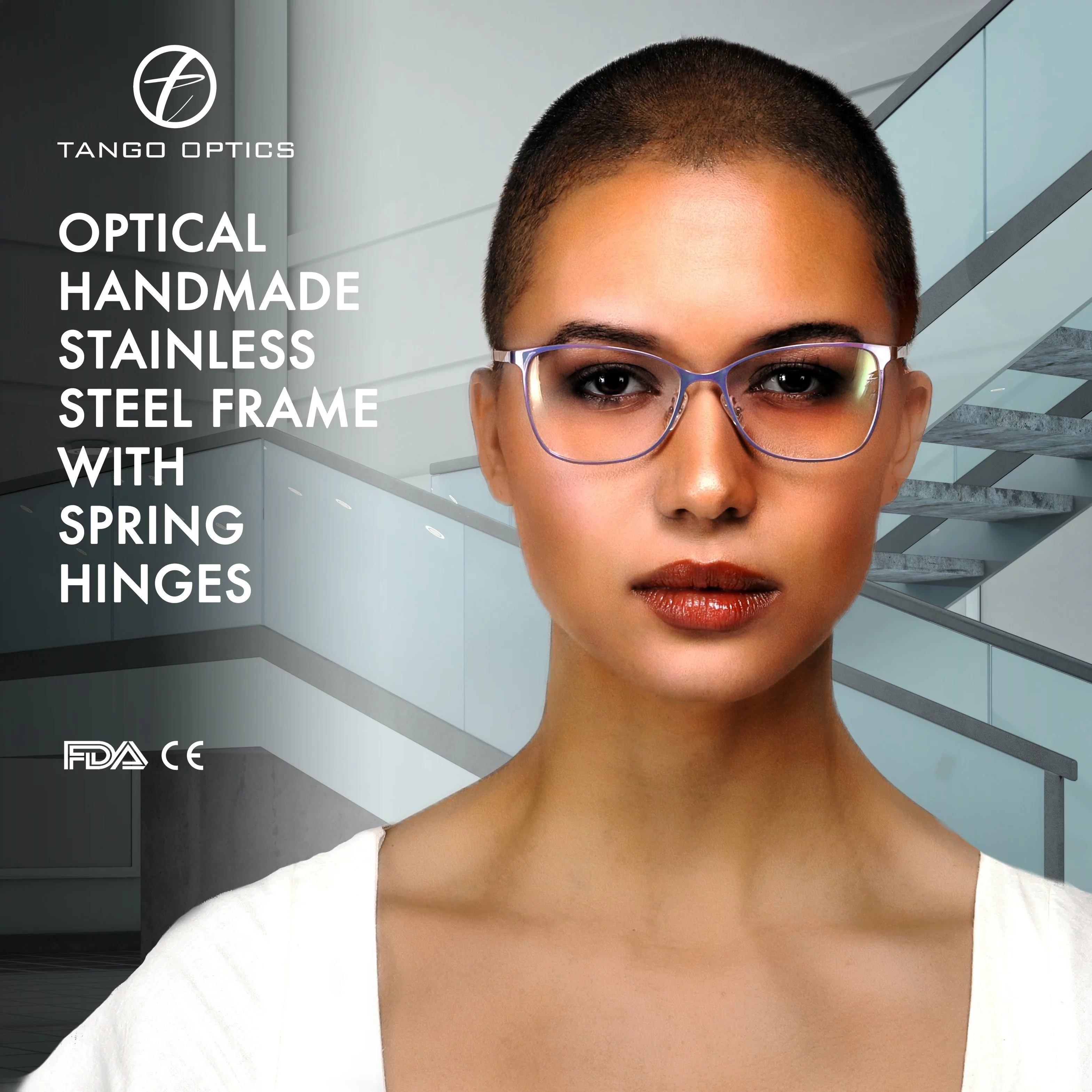 Tango Optics Metal Optical Eyeglasses Frame Luxe Reading Stainless Steel Dorothy Johnson Grey For Prescription Lens -