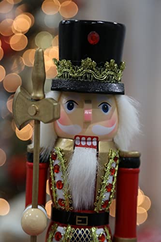 14 inches Wooden Nutcrackers Christmas Decoration Chef King of Grill Handmade Traditional Wooden Collectible Nutcracker, Christmas Table Decoration (White)