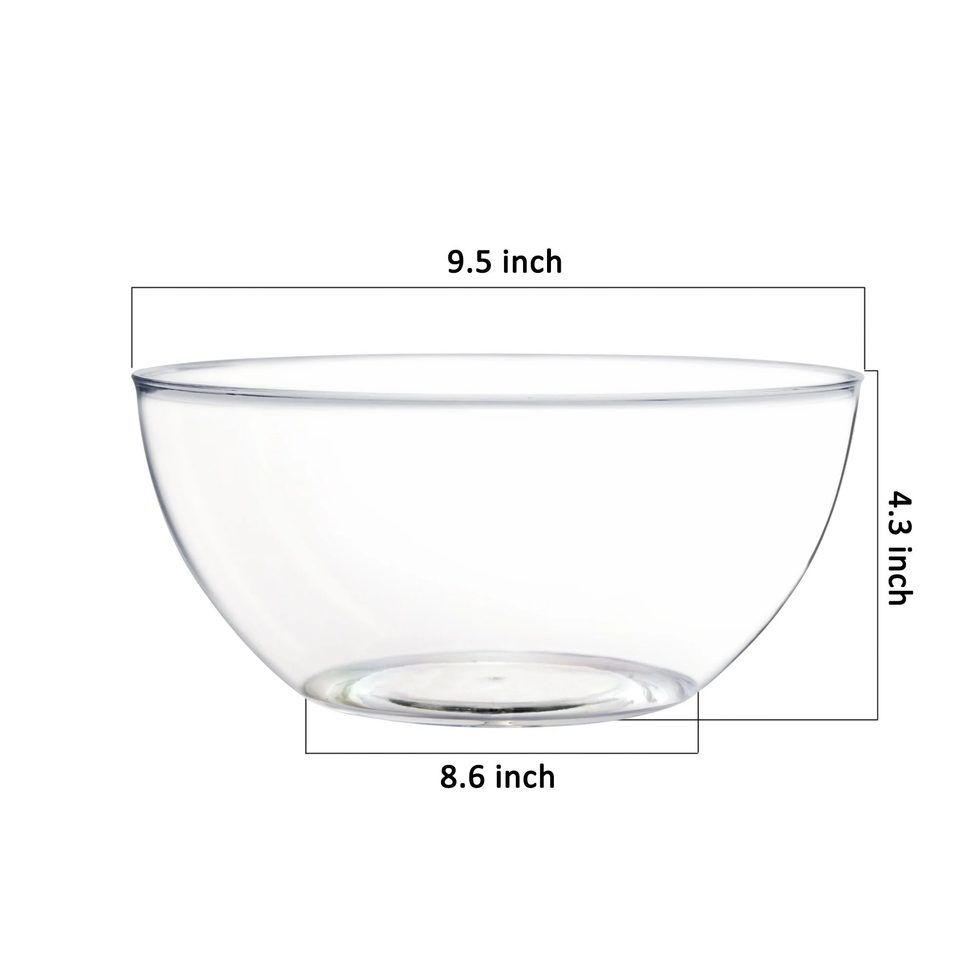 4 Pack 115OZ Large Clear Plastic Mixing and Serving Bowls, Popcorn Bowls, Salad Bowls, Chip and Dip Serving Bowls YE431.104