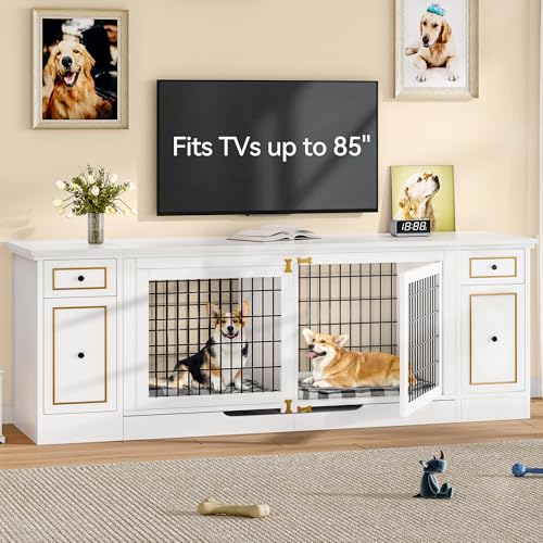 YITAHOME Double Dog Crate Furniture with Tray, 79