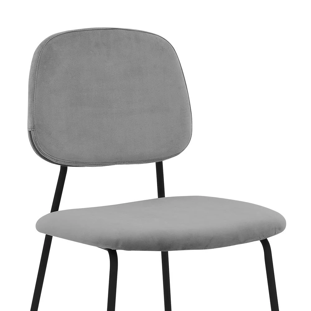 Armen Living Lucy Modern Velvet & Metal Dining Chair in Gray (Set of 2)