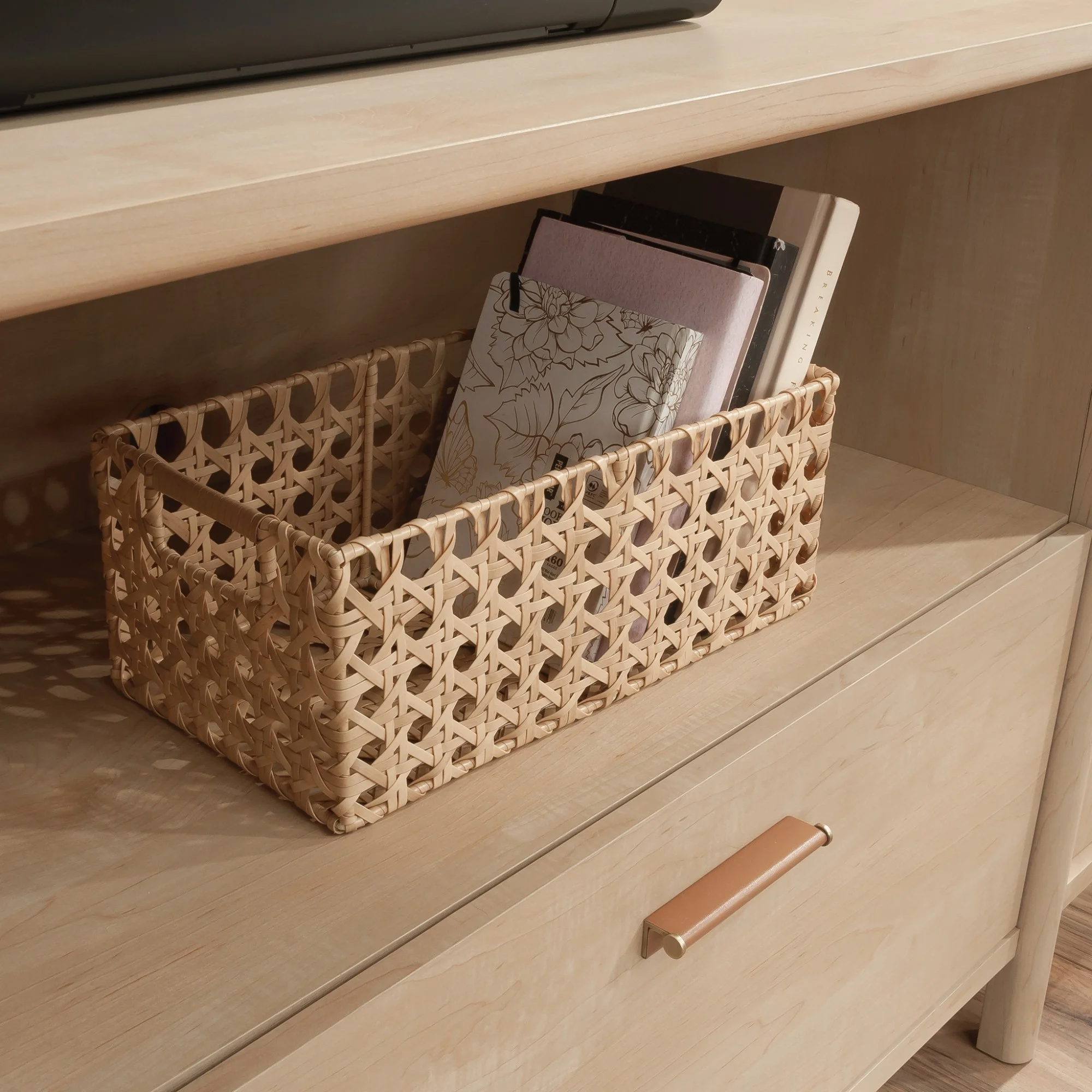 Sauder Whitaker Point Engineered Wood Credenza in Natural Maple Finish