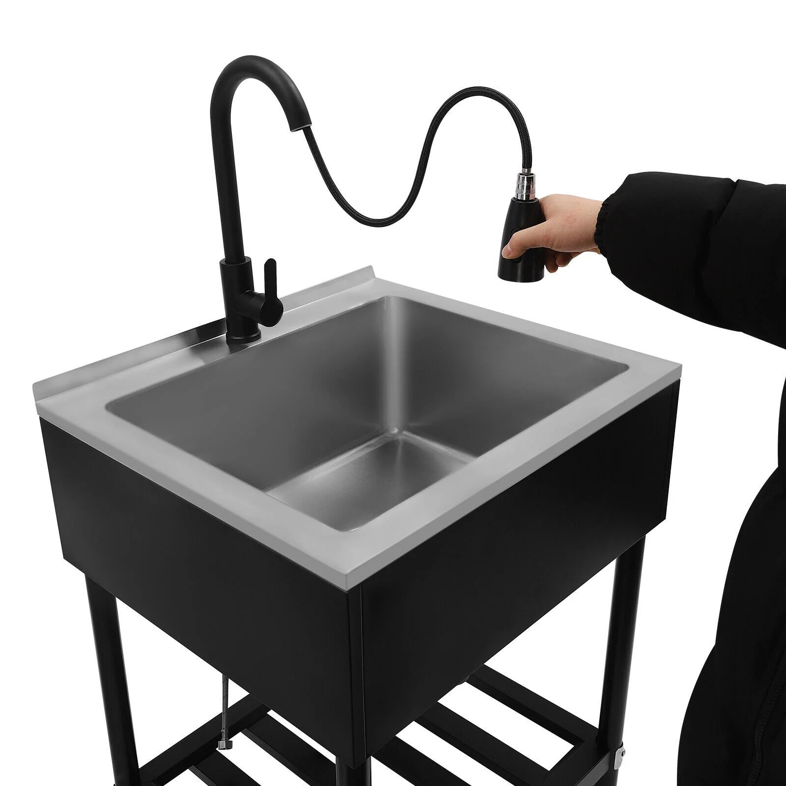 Stainless Steel Commercial Sink Catering Kitchen Prep Table Single Bowl Durable