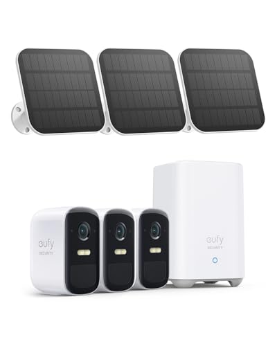 eufy Security, eufyCam 2C 3-Cam Kit, Security Camera Wireless Outdoor, Home Security System, HomeKit Compatibility, 1080p HD, IP67, Night Vision, Motion Only Alert, No Monthly Fee
