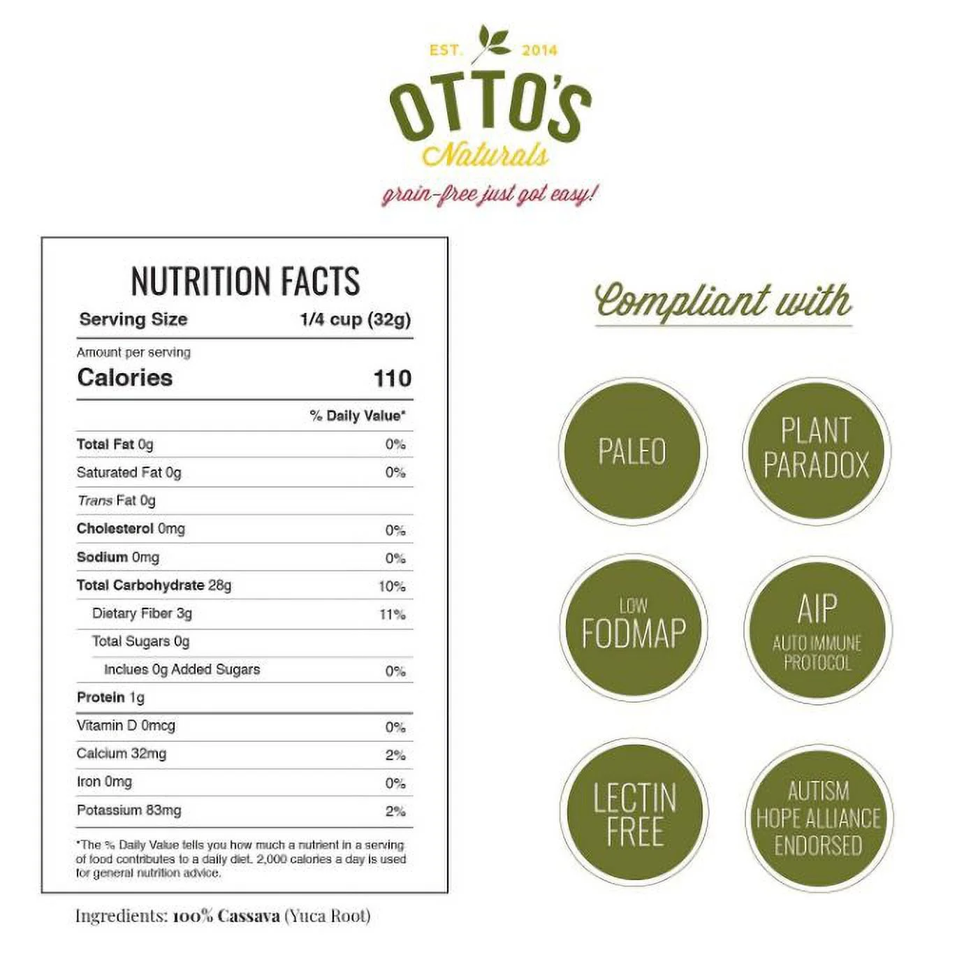 OTTOS NATURALS FLOUR CASSAVA 1 LB - Pack of 4