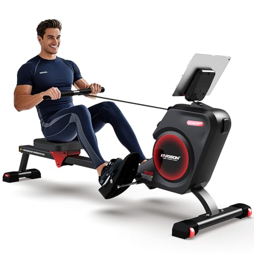HARISON Rowing Machines for Home, Magnetic Rower Machine with US Mute System, Bluetooth, App Supported, Smooth & Quiet Slide Rail,350 LB Weight Capacity and Free Courses