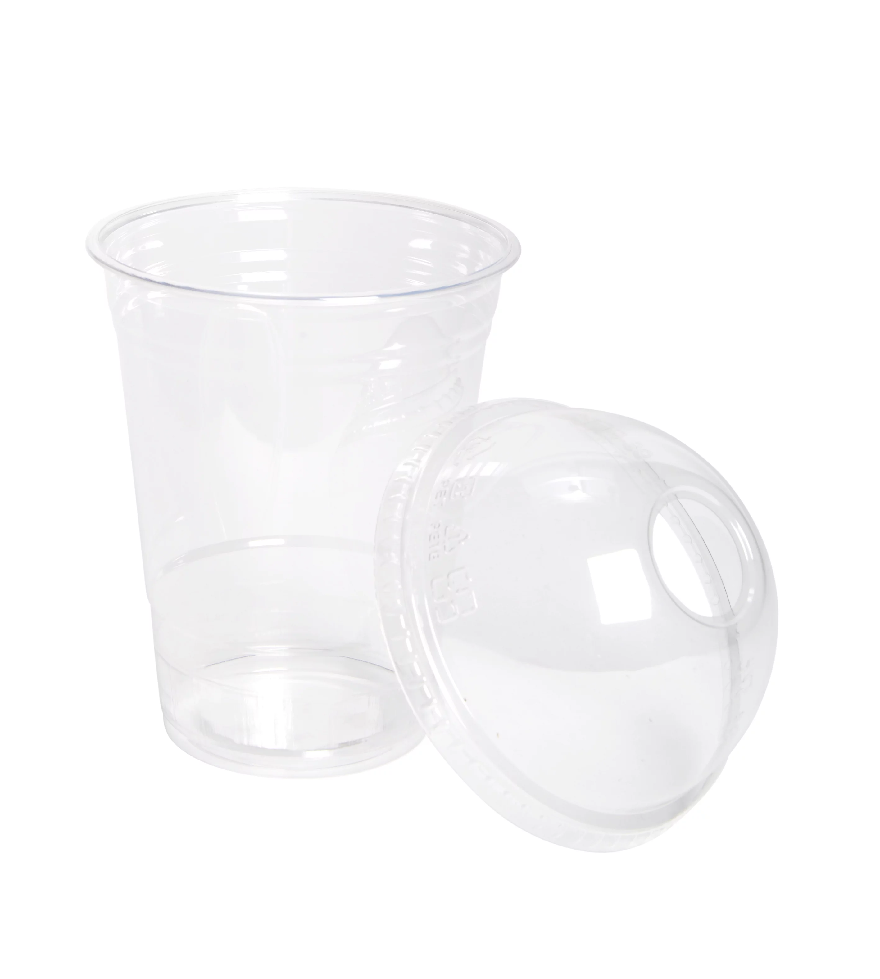 Comfy Package Crystal Clear Disposable Cups 16 Oz Plastic Cups with Dome Lids, 100-Pack