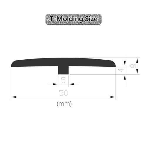 T Molding Flexible Self Adhesive T Shape Floor Transition Strip Bendable T Rubber Trim T Transition Strip for Tile to Laminate Flooring (300 × 5cm A)