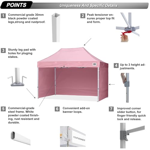 ABCCANOPY Easy Pop Up Canopy Tent with Sidewalls 10x10 Commercial -Series, White