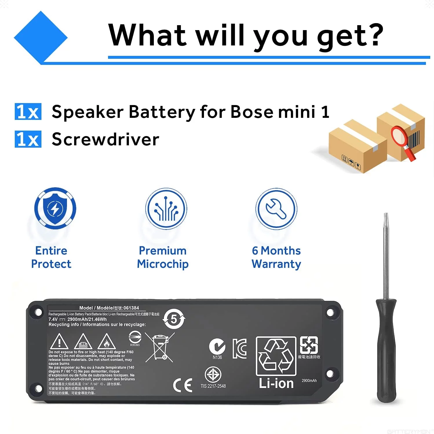 061384 061385 061386 063287 Speaker Battery Compatible with Boses Soundlink Mini I one SoundLink Mini Bluetooth Speaker one Series SOUDLINK