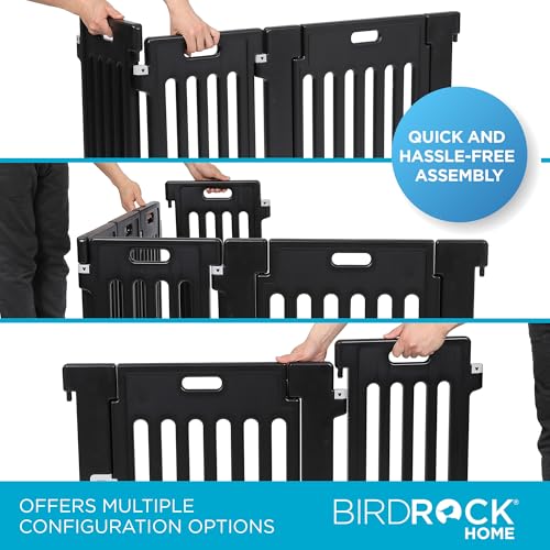 BIRDROCK HOME Pet Playpen with Door | 12 Panel | Strong Plastic | Puppy Safety Fence Pen Playpen | Non-Slip and Secure Dog Gate | White
